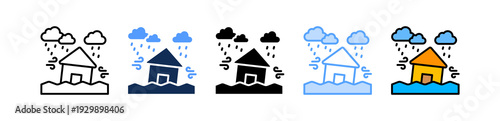 Flood Disaster Icon Multiple Style