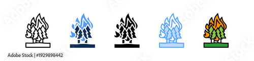 Wildfire Disaster Icon Multiple Style