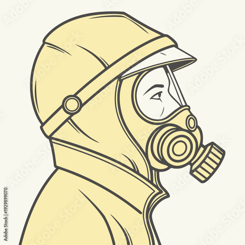 Person Wearing a Protective Hazmat Suit and Respirator for Safety