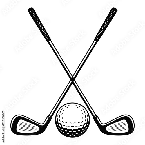 Crossed Golf Clubs and Ball sport game