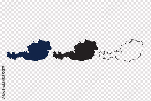 austria map vector illustration dark blue black and outline isolated on transparent background easy to edit