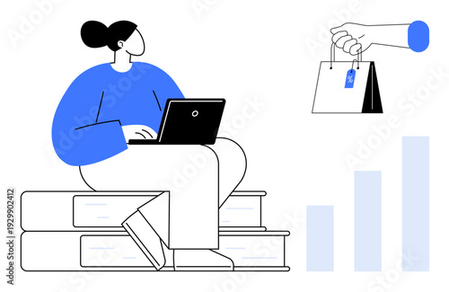 E-commerce concept. E-commerce connects online shoppers, digital transactions, and market growth opportunities. E-commerce s modern shopping, entrepreneurship, and online marketing. Great for digital