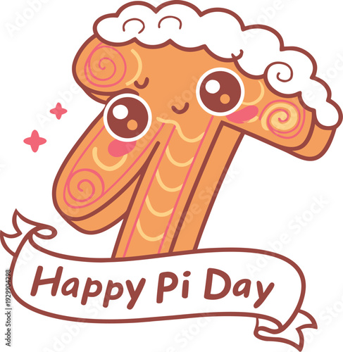 Happy Pi Day Cookie Design with Vibrant Fondant and Scripted Greeting.