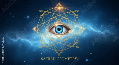 Sacred Geometry Symbol with All Seeing Eye and Geometric Shapes.