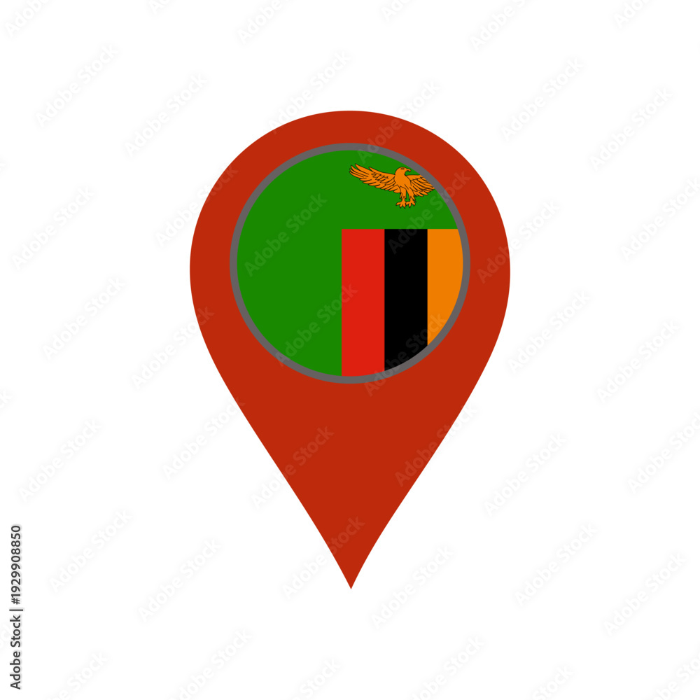 Obraz premium pin with the zambia flag vector Vector pin with the flag on a white background