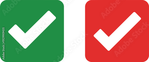 Two checkmarks in contrasting colors on a white background. Vector
