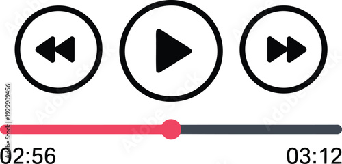 Media player interface with playback controls and timeline Vector
