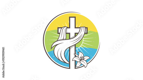 Christian Cross Dove Flower Symbol Faith.