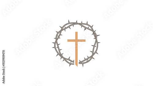 Christian Cross with Crown of Thorns.