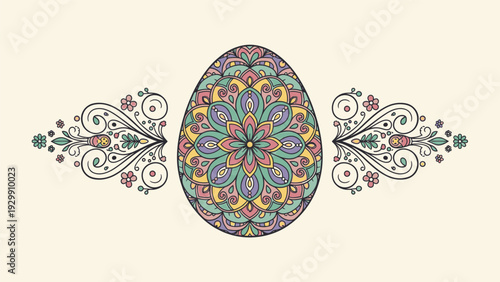 Colorful Ornate Easter Egg with Floral Patterns.
