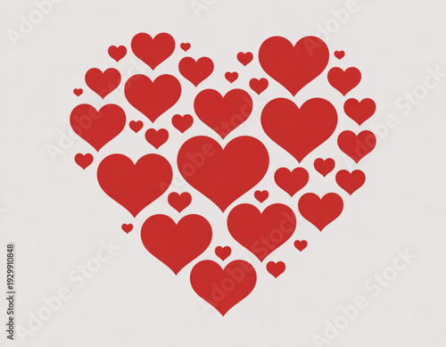 A colorful collection of small hearts forming a larger heart shape