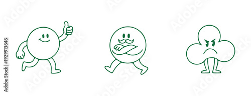 Three cartoon eggs with different emotions and shapes