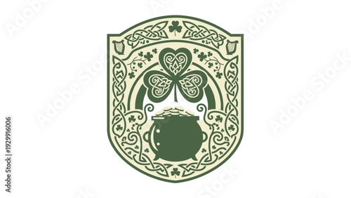 Ornate Shield with Celtic Knotwork Design.