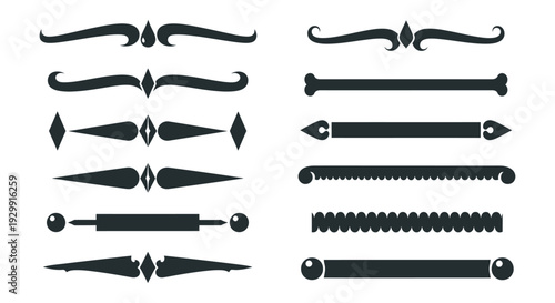 a collection of ornamental dividers and text separators for elegant graphic design perfect for vintage book layouts or modern web formatting.