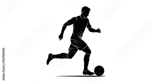 a male soccer player dribbling a football on a white background perfect for sports design and athletic concepts