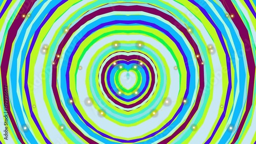 Vibrant concentric circles with heart shape