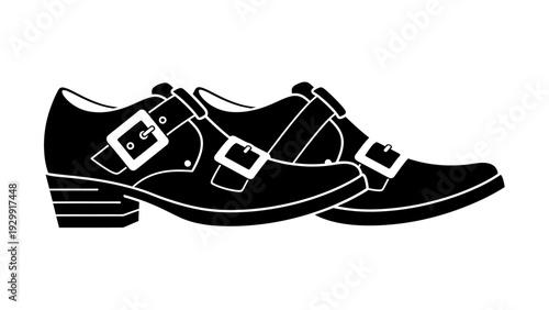 Black Double Buckle Mens Dress Shoes.