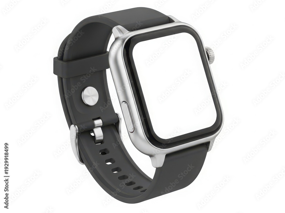 Fototapeta premium Smartwatch with a sleek black design and a large, blank touchscreen display