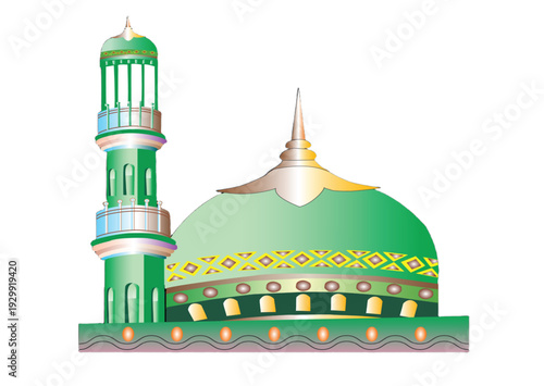 Vector illustration of a famous mosque in Istanbul Turkey featuring domes and towers as a cultural architectural landmark of the city