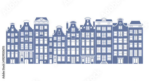 dutch canal houses illustration a row of iconic european architecture in amsterdam style perfect for travel and urban design.