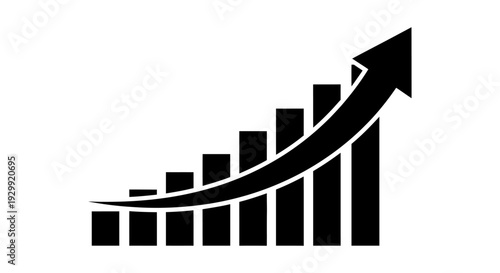 dynamic bar chart with an upward arrow illustrating continuous business growth progress and market success