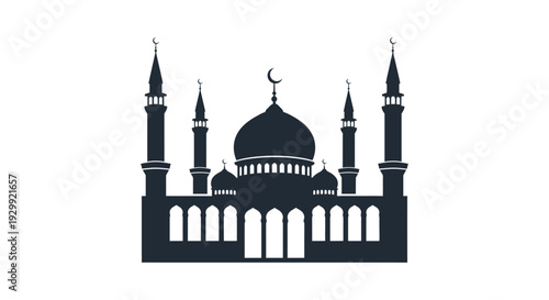 minimalist mosque silhouette icon featuring elegant domes and minarets symbolizing islamic culture and spiritual worship.