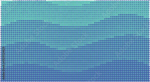 Abstract blue and green wave patterns on a grid background