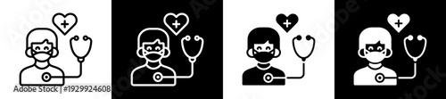 Patient Care Icon Set In Black And White Filled Style Collection