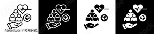 Public Health Icon Set In Black And White Filled Style Collection