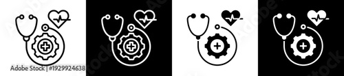 Medical Service Icon Set In Black And White Filled Style Collection