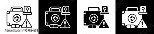 Emergency Care Icon Set In Black And White Filled Style Collection