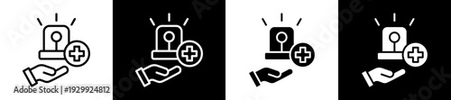 Emergency Support Icon Set In Black And White Filled Style Collection