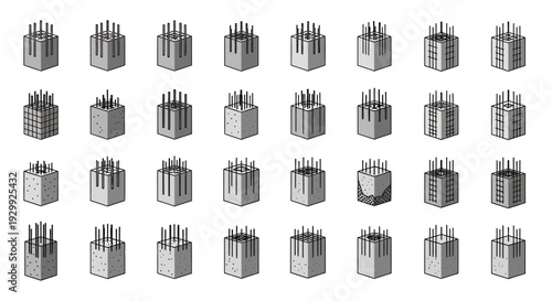 Collection of various 3D rendered cube objects with different designs and textures.