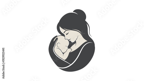 Mother Holding Baby in Slingshot Carrier.