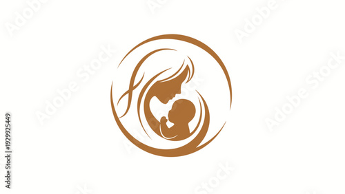 Mother and Baby Silhouette Logo Design.