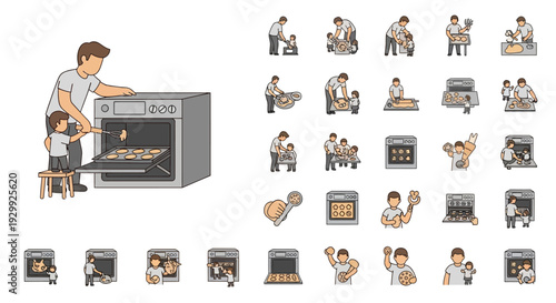 Baking and Cooking Activities with People and Kitchen Appliances.