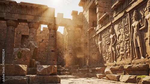 Wallpaper Mural Sunbeams Pierce Through Ancient Temple Ruins Torontodigital.ca