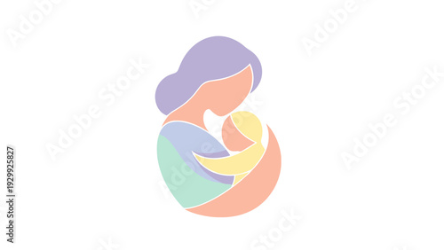 Mother Holding Baby in Abstract Art.