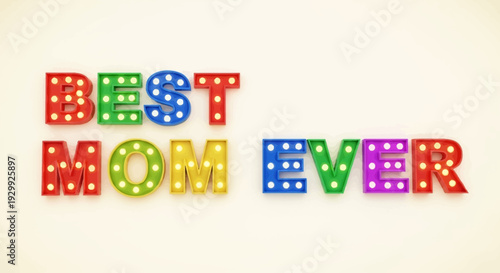 Colorful typography expressing appreciation for mothers on a soft background.