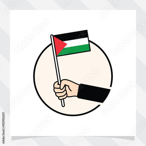 hand holding a white flag, indonesian, palestine, ukraine, korean flag vector illustration.