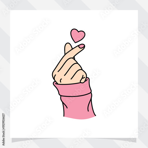 hand gestures korean love language vector illustration. hand with sweater.