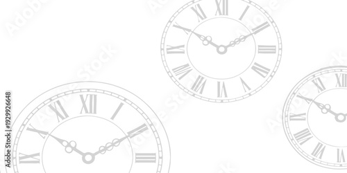 Vintage Roman Numeral Clock Faces Pattern Background Evoking Time Passage And Schedule.