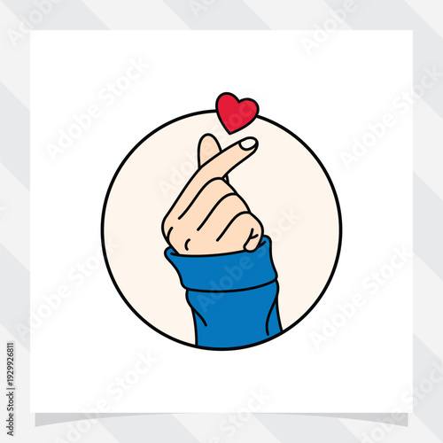 hand gestures korean love language vector illustration. hand with sweater.