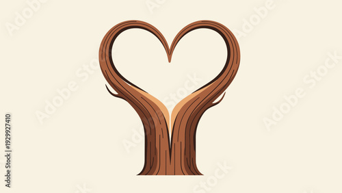 Wooden Heart Shape Carved from Tree Trunk.