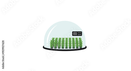Modern Indoor Herb Garden with Digital Display Under Glass Dome.