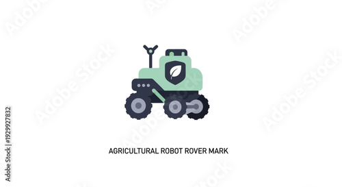 Agricultural Robot Rover Illustration with Green Body and Black Wheels.