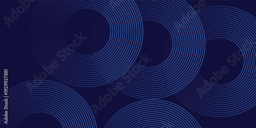 Abstract glowing geometric lines on dark background. Elegant shiny blue rounded lines pattern. Modern futuristic graphic.