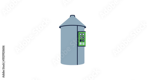 Simple gray cylindrical container with a conical top and green control panel.