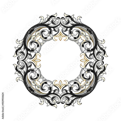 Ornate Baroque Scrollwork Frame - Vintage Decorative Element