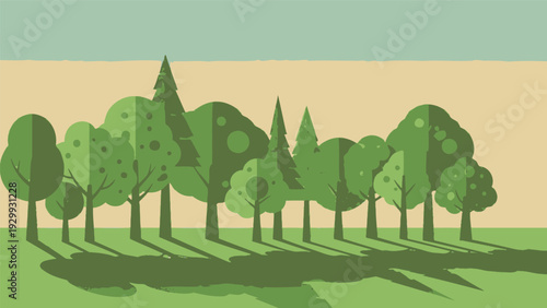 Group of Green Trees in Landscape.